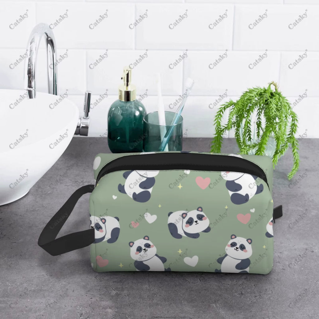Panda Pattern Design Cosmetic Bag Women'S Fashion Large Capacity Skin Care Box Printed Storage Toiletries Cosmetic Bag
