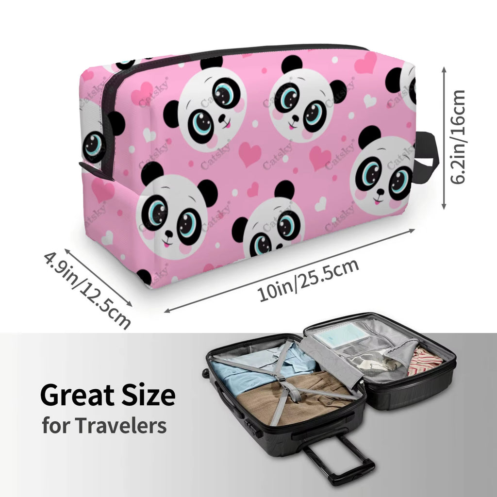 Panda Pattern Design Cosmetic Bag Women'S Fashion Large Capacity Skin Care Box Printed Storage Toiletries Cosmetic Bag