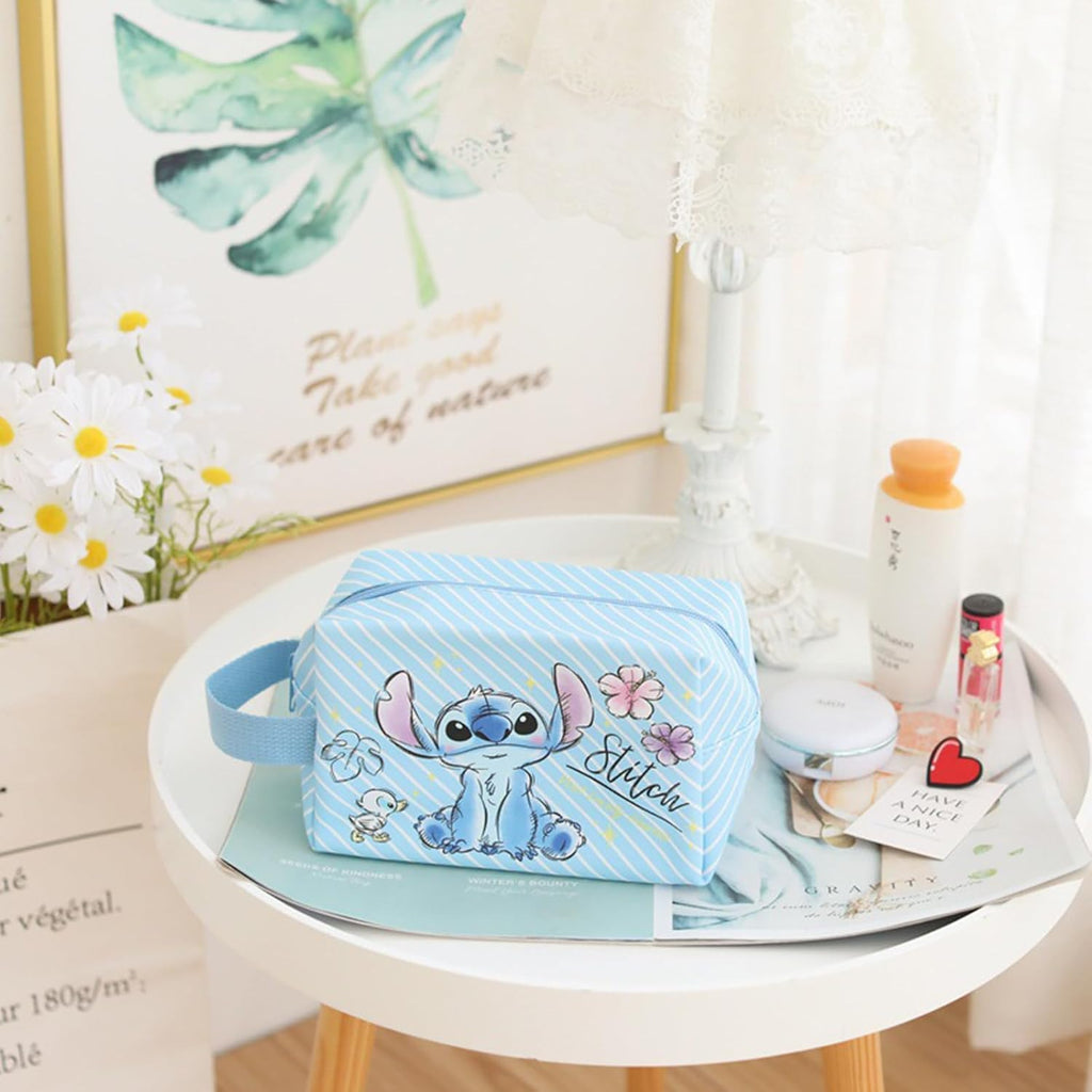 Trousse De Toilette ，Trousse À Maquillage, Cartoon Makeup Bag, Sac De Maquillage De Voyage,Idéal Rangement Et Voyage，Porte-Clés Et Small Cartoon Makeup Bag，Pour Enfant, Adolescent, Adulte (Bleu)