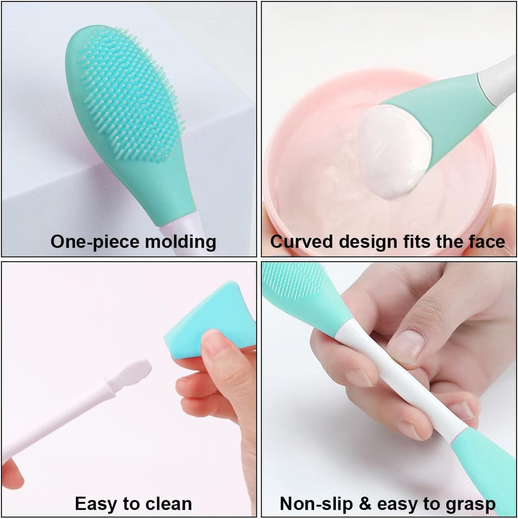 Silicone Visage Brosse Masque, Pinceau Masque Visage, Brosse Nettoyante Visage, Brosse À Masque, Pinceau Masque Double Embout, Pinceau Beauté Outil Accessoire De Maquillage DIY, 2 Pièce