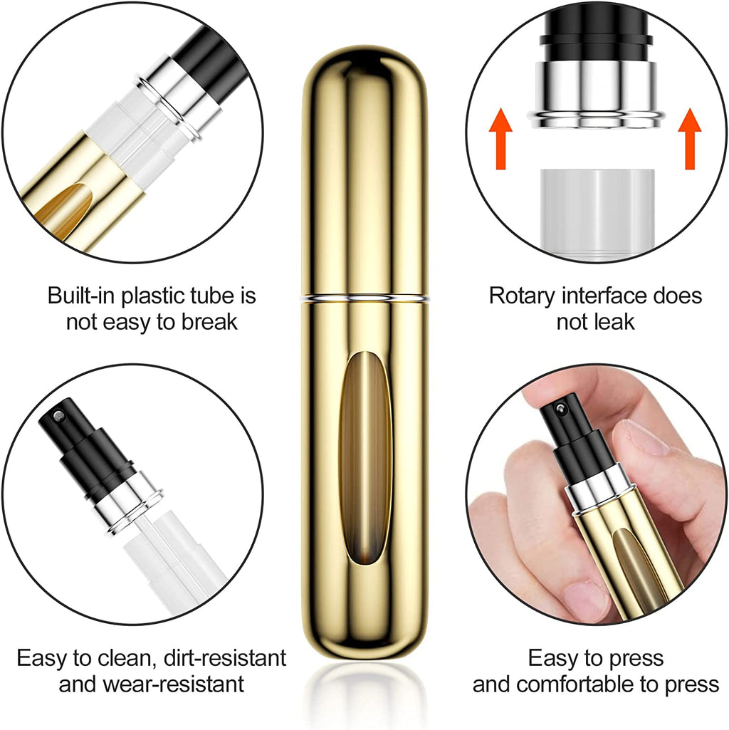 6 Pièces 5ML Bouteille Vaporisateur De Parfum, Vaporisateurs De Parfum Vide Rechargeable, Mini Portable Vaporisateur Bouteille, Pulvérisateur De Parfum Avec Fenêtre, Pour Homme Femme Voyager