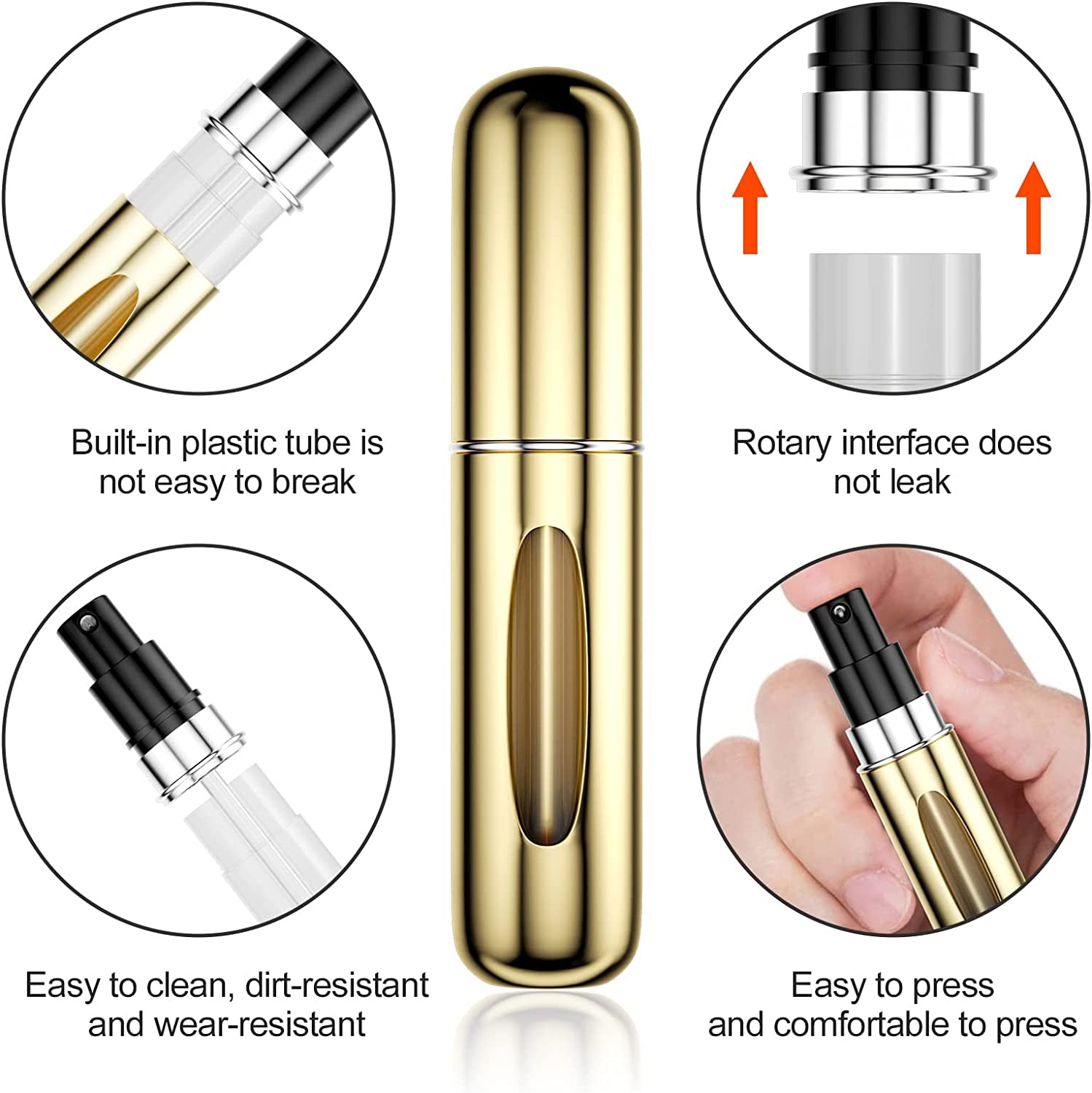 6 Pièces 5ML Bouteille Vaporisateur De Parfum, Vaporisateurs De Parfum Vide Rechargeable, Mini Portable Vaporisateur Bouteille, Pulvérisateur De Parfum Avec Fenêtre, Pour Homme Femme Voyager