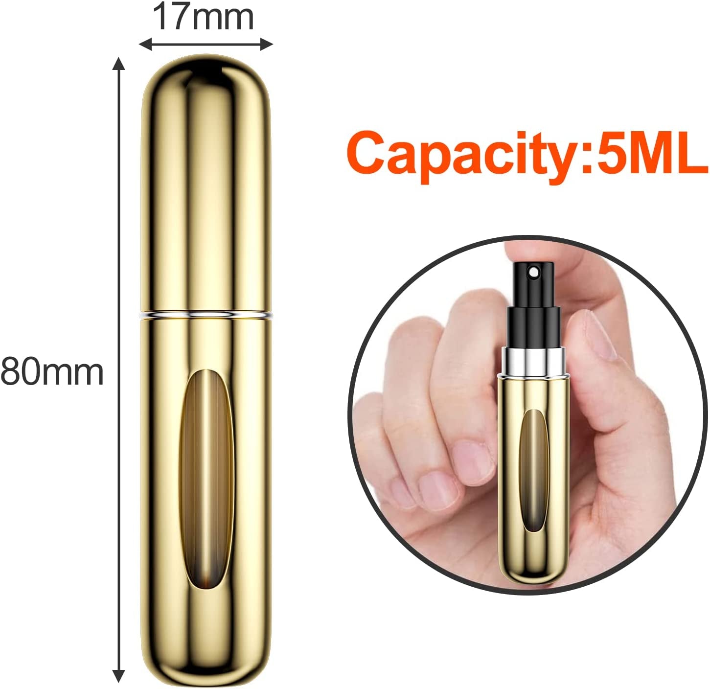 6 Pièces 5ML Bouteille Vaporisateur De Parfum, Vaporisateurs De Parfum Vide Rechargeable, Mini Portable Vaporisateur Bouteille, Pulvérisateur De Parfum Avec Fenêtre, Pour Homme Femme Voyager