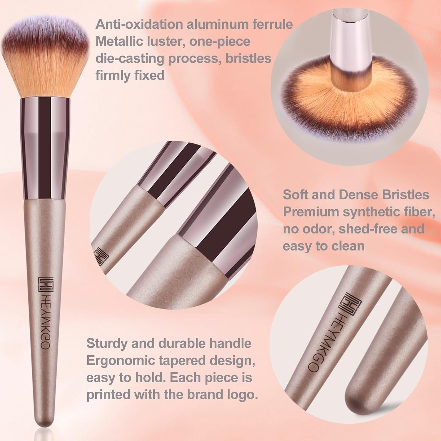 Pinceaux Maquillages, Lot De 15 Set Pinceaux Maquillage Professionnel Avec Trousse En Cuir PU, Kit Pinceau Maquillage Champagne Doré Trousse Makeup Brushes Pour Fond De Teint Mélange De Poudre