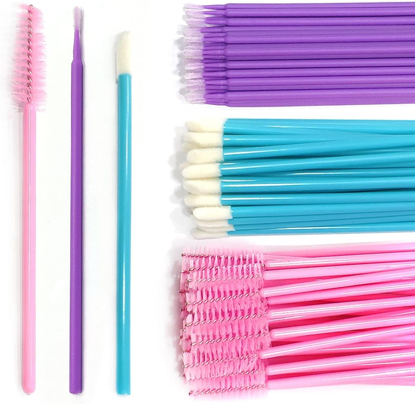 Lot De 150 Bâtons De Mascara Jetables, Pinceaux À Lèvres Et Micro Applicateurs, 50 Pinceaux À Sourcils + 50 Pinceaux À Lèvres + 50 Pinceaux À Micro-Applicateurs, Kit D'Outils De Maquillage