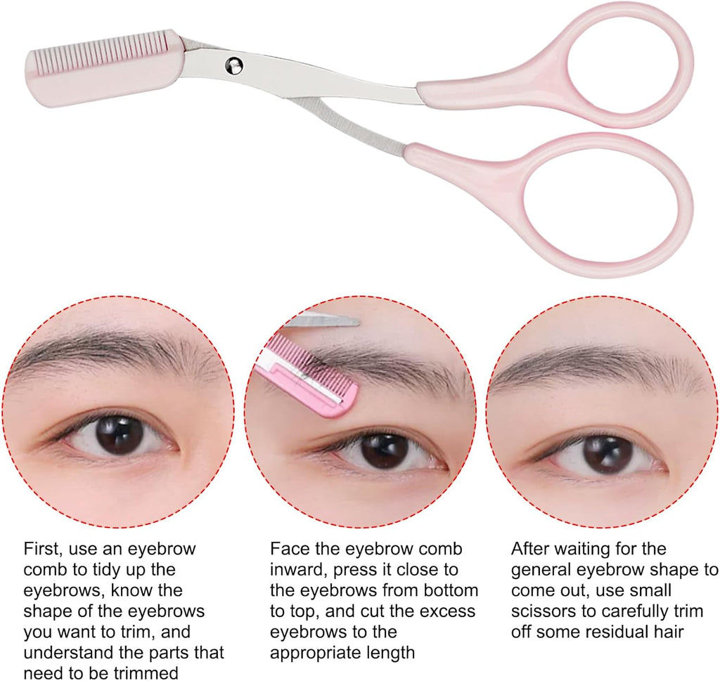Ciseaux Sourcils,Ciseaux Sourcils Femme,Brosse Sourcils Femme Ciseaux Sourcils Homme,Ciseaux Avec Peigne,Paire De Ciseaux,Détachable Beauty Ciseaux À Sourcils Tondeuse Pour Couper Les Sourcils Cils