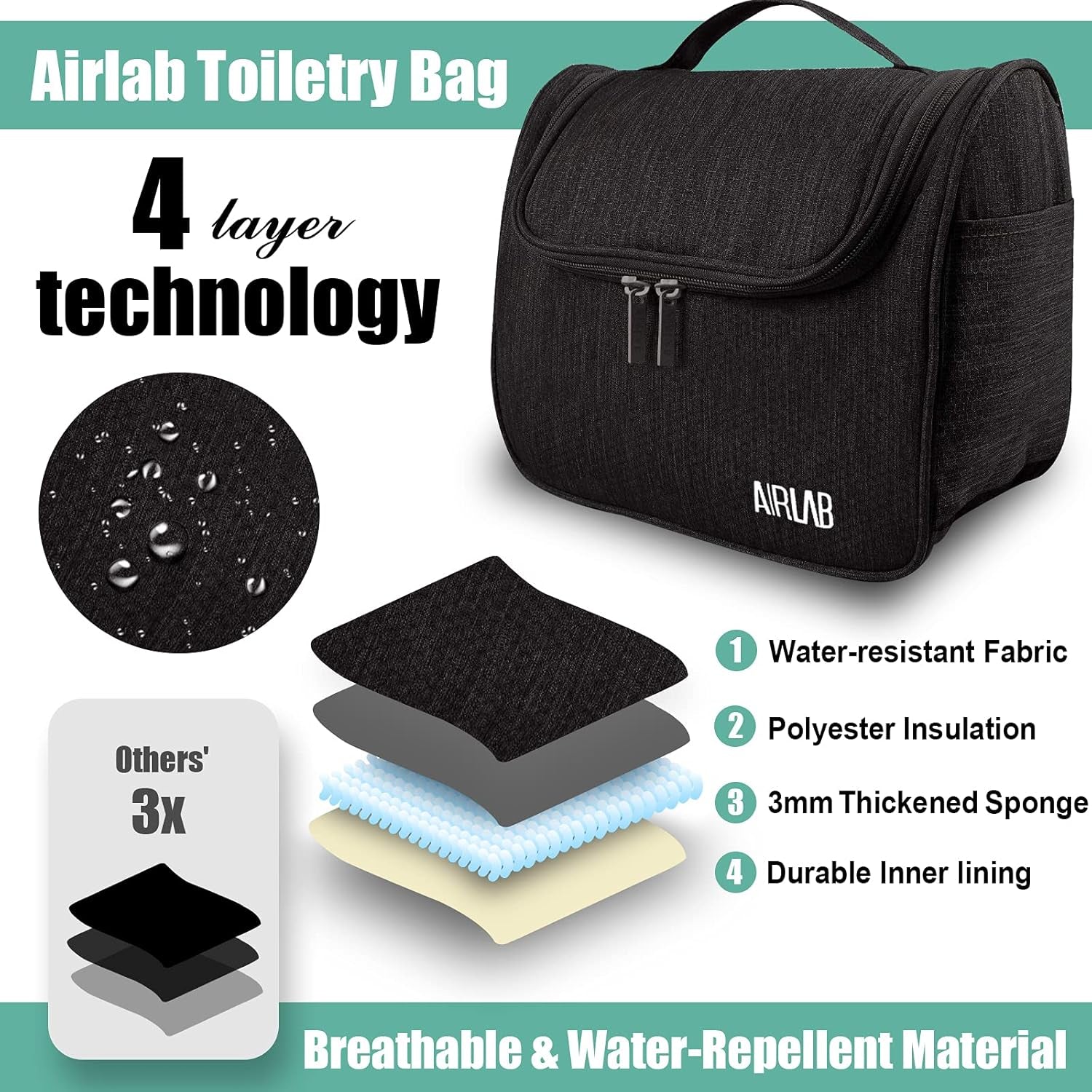 Trousses De Toilette, Vanity Et Trousses À Maquillage Avec Poignée Et Crochet, Sac Organisateur De Voyage, Cadeau Pour Hommes Et Femmes, Noir