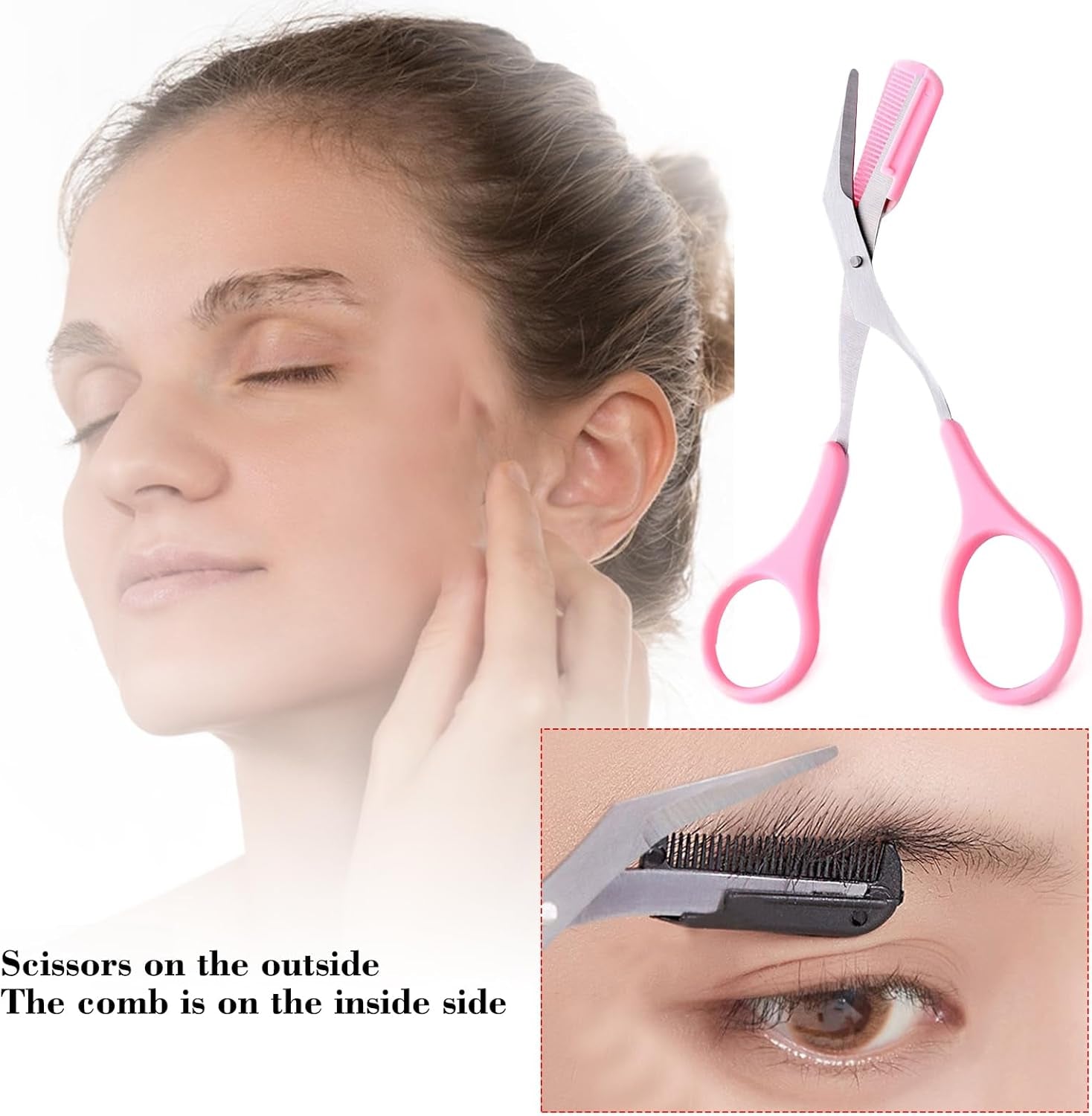 Ciseaux Sourcils,Ciseaux Sourcils Femme,Brosse Sourcils Femme Ciseaux Sourcils Homme,Ciseaux Avec Peigne,Paire De Ciseaux,Détachable Beauty Ciseaux À Sourcils Tondeuse Pour Couper Les Sourcils Cils