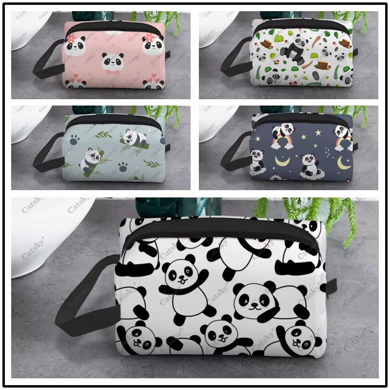 Panda Pattern Design Cosmetic Bag Women'S Fashion Large Capacity Skin Care Box Printed Storage Toiletries Cosmetic Bag