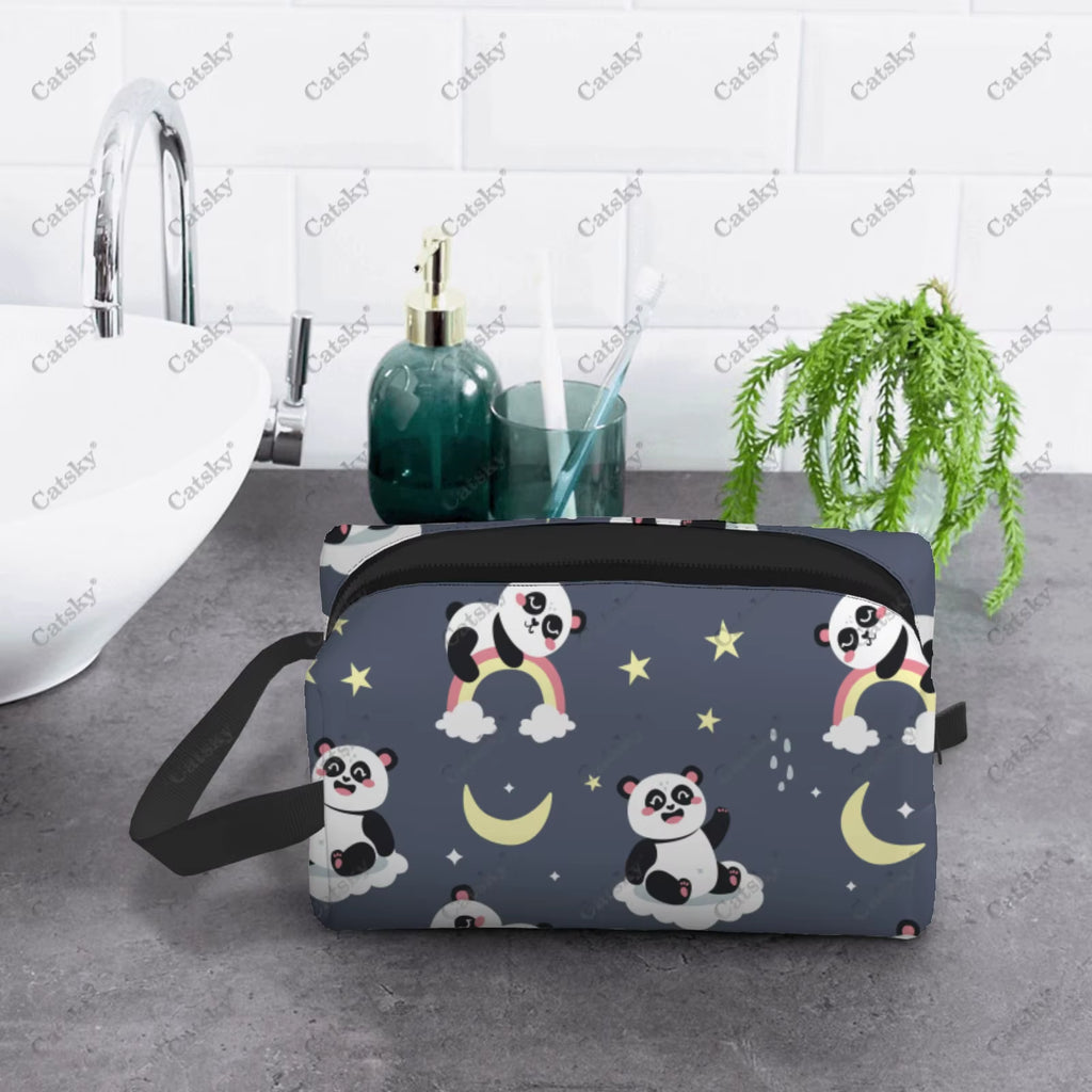 Panda Pattern Design Cosmetic Bag Women'S Fashion Large Capacity Skin Care Box Printed Storage Toiletries Cosmetic Bag