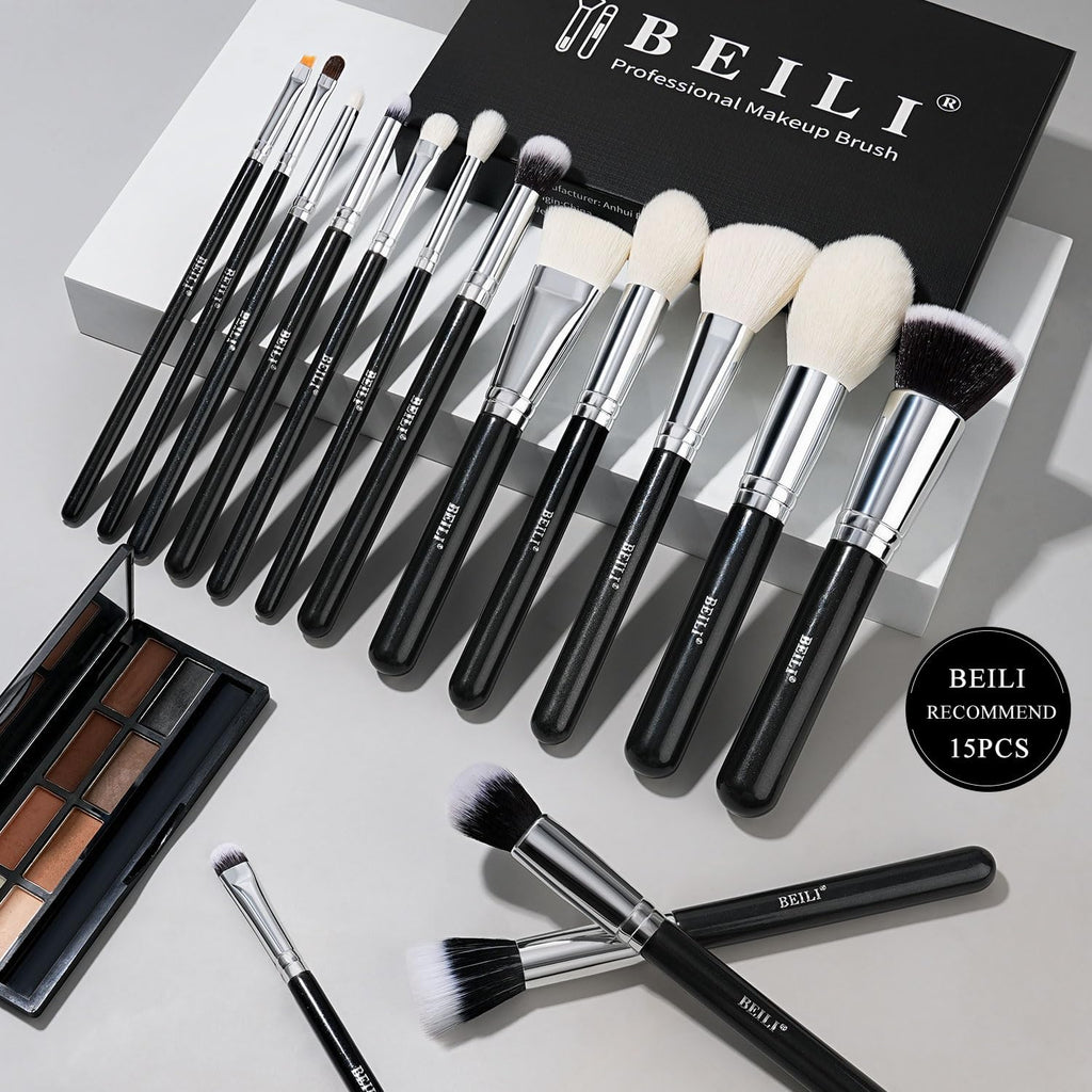 Pinceaux Maquillages 15 PCS Set Professionnel, Makeup Brushes Pour Yeux, Trousse Pinceaux Maquillage Pour Fond De Teint Mélange Poudre Pour Le Visage Blush Concealers À Paupières