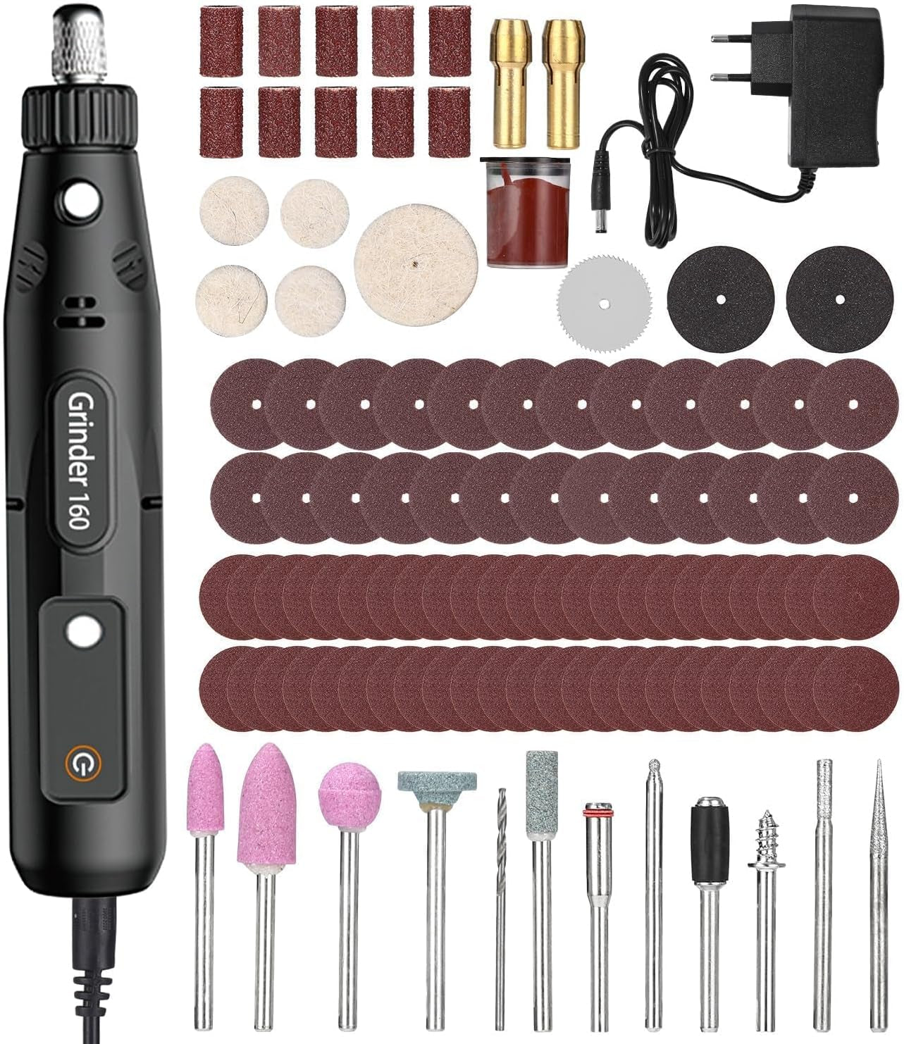 Outils Rotatif Multifonction Avec 104 Accessoires, 5000-18000 Tr/Min Outil Rotatif Sans Fil, 5 Vitesse Perceuse Sans Fil Mini, Pour Gravure, Perçage, Meulage, Polissage,Découpe